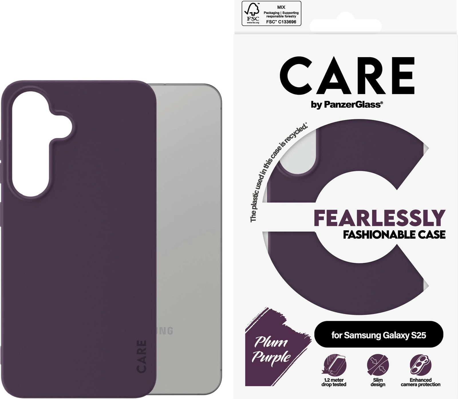 Mbështjellës PanzerGlass CARE për Samsung Galaxy S25, vjollcë