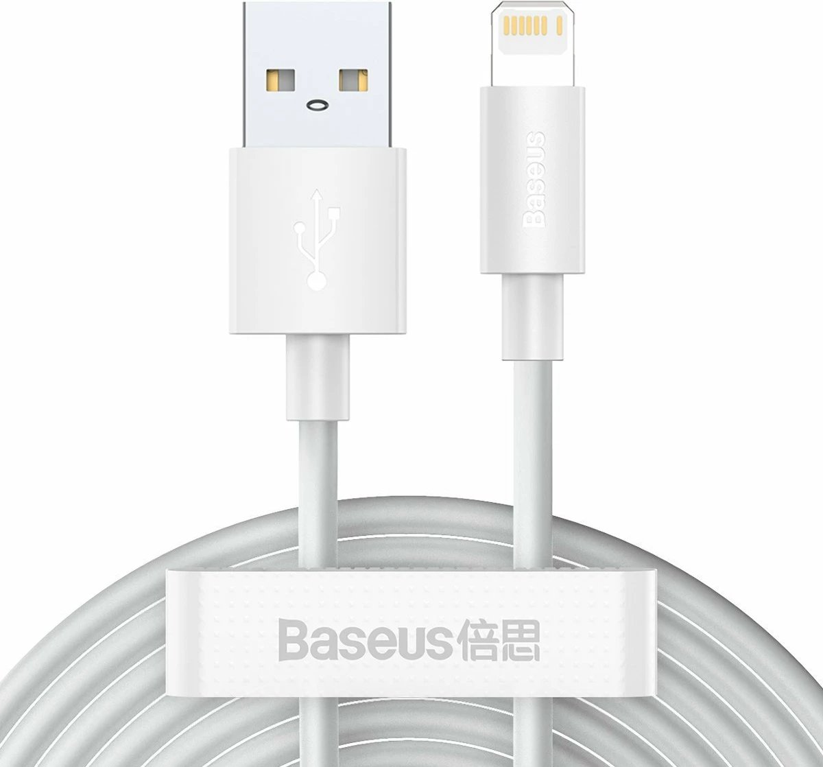 Set kabllo Baseus Simple Wisdom, USB në Lightning, 1.5m, 2.4A, Bardhë, 2 copë
