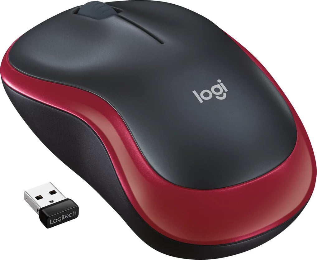 Maus Logitech M185 910-002237 pa tela 2.4 GHz me nano USB, e kuqe