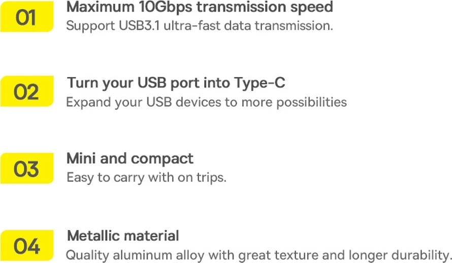 Adapter USB 3.1 OTG Baseus Ingenuity Series, USB-A në USB Type-C, Blu Adapter USB 3.1 OTG Baseus Ingenuity Series, USB-A në USB Type-C, Blu