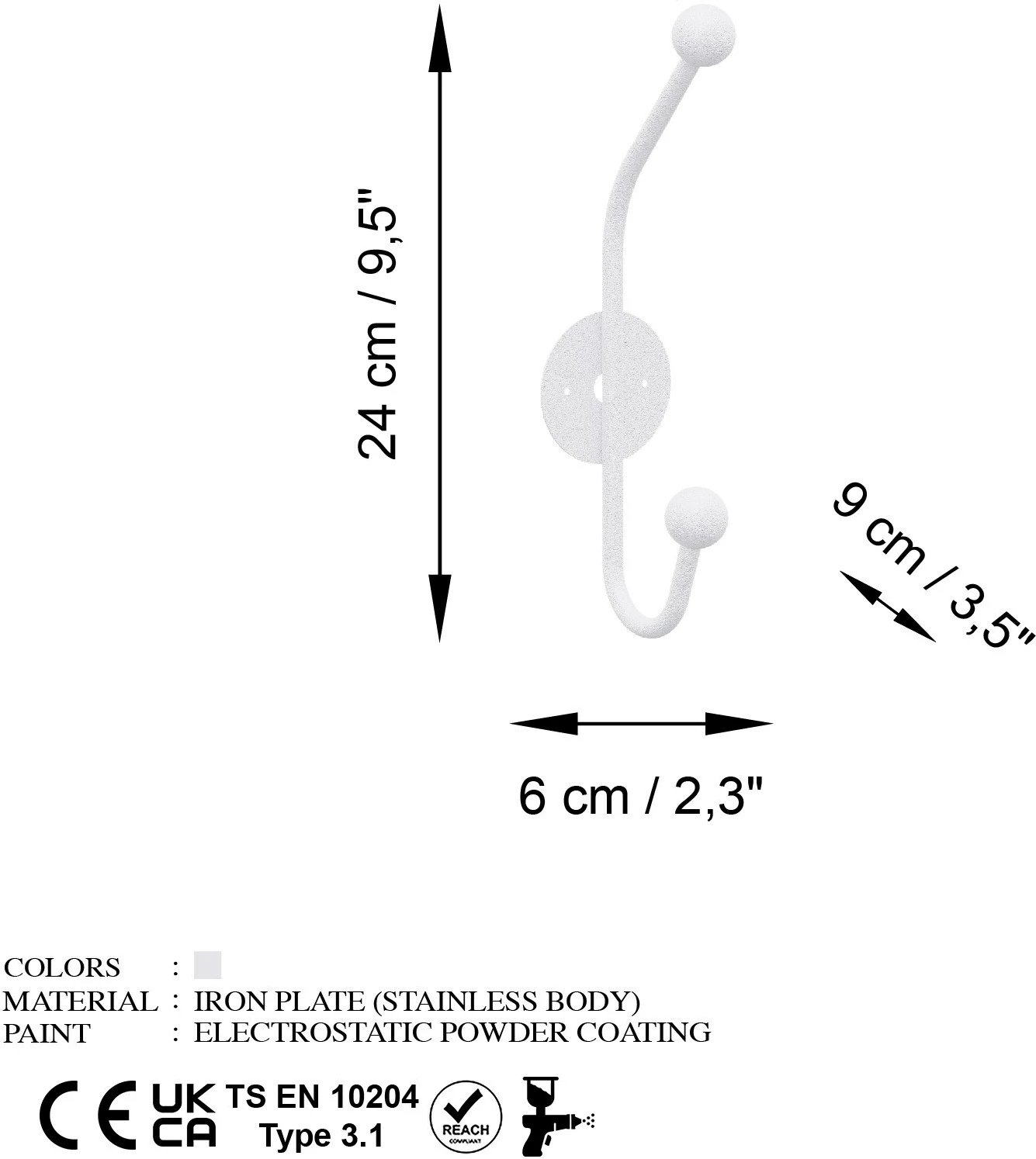Varëse muri metalike Wallity, model Rhino-B, e bardhë