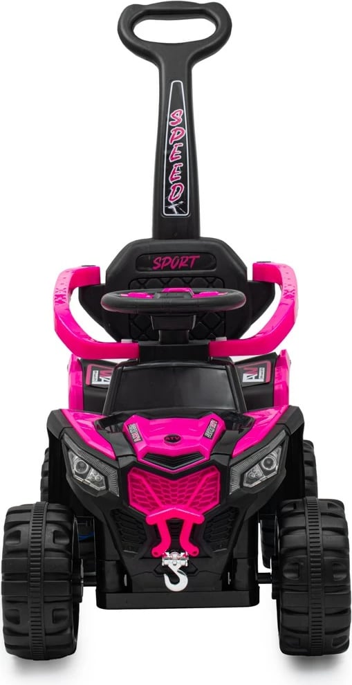 makinë lodër elektrike ride-on, Baby Mix, Ruggy, motor 18W 6V, me shufër shtytëse prindërore, kapacitet 30 kg, rozë