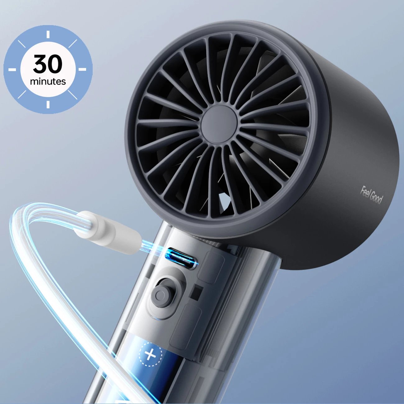 Ventilator dore Jisulife Pro1 S FA53PRO, 5000 mAh, USB-C, Gri e errët