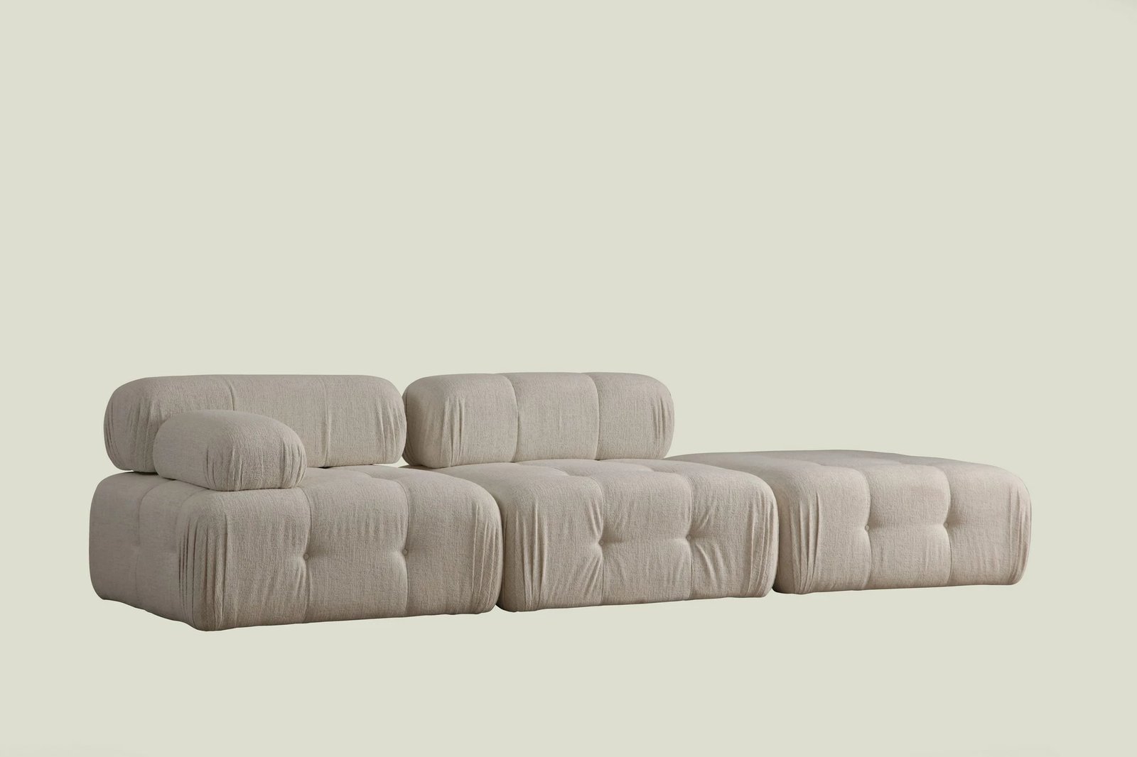Divan treshe Atelier del Sofa, Doblo 3 vende (L1-O1-Pouffe), bouclette krem
