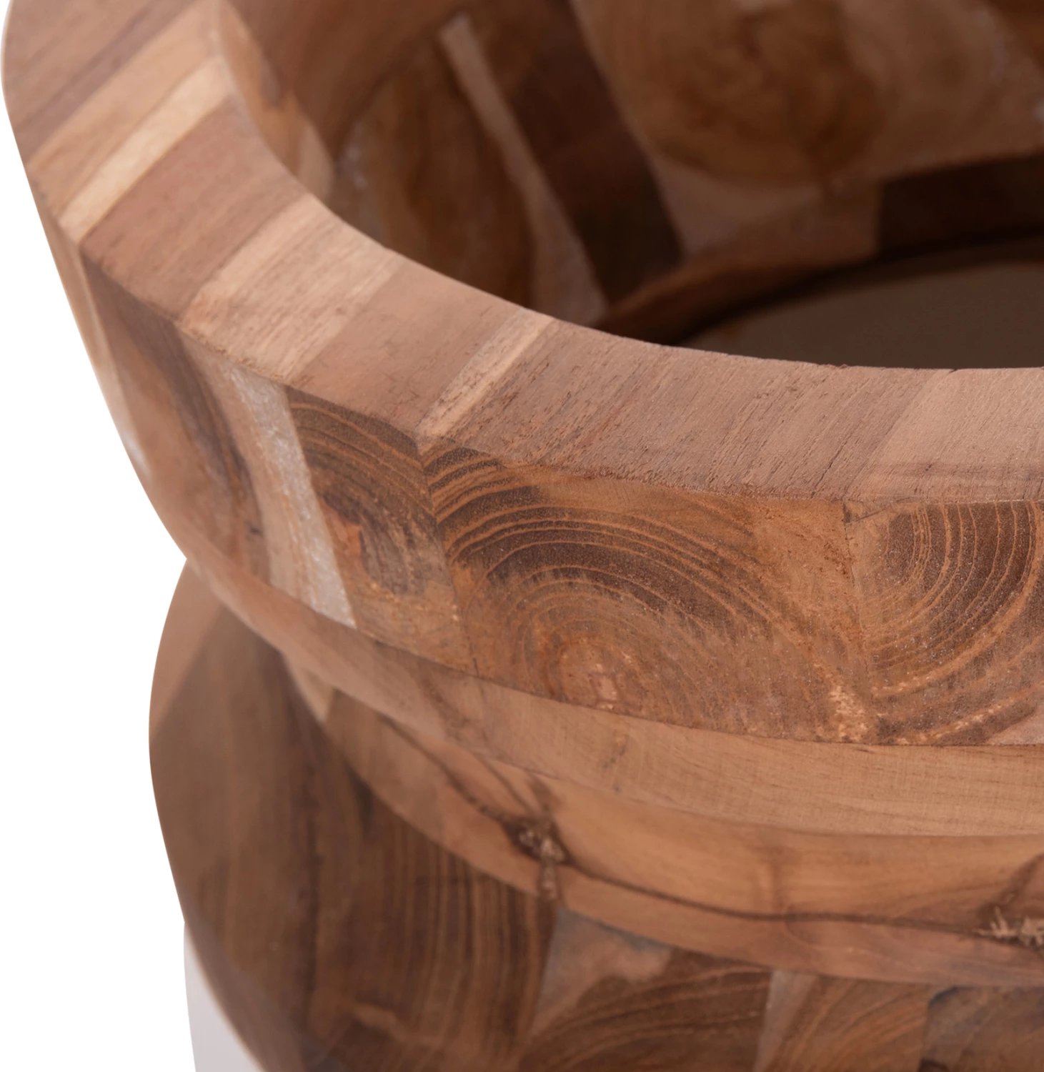 Vazo dekorative për dysheme LINTER, fibër-cement, ngjyrë e bardhë, dru tik, Φ34x60cm