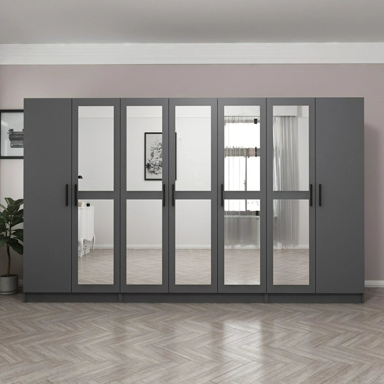 Dollap i madh për dhomë gjumi, ngjyrë antracit, Skye Decor, 4992