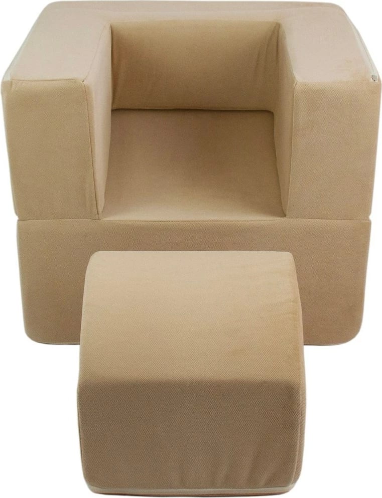 Karrige e palosshme për fëmijë, Vell, shkumë poliuretani, mbulesë me zinxhir e heqshme, shndërrohet në shezllon, deri 8 vjeç, kapuçino