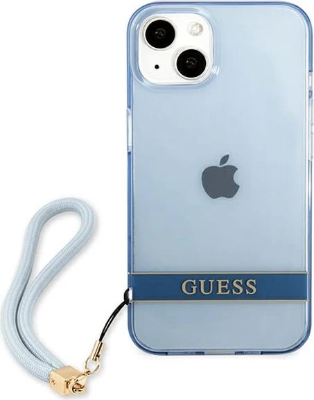 Mbështjellës Guess GUHCP13SHTSGSB për iPhone 13 mini, Hardcase, Translucent Stap, Kaltër