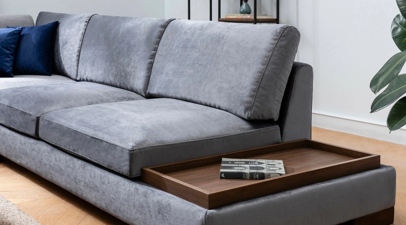 Këndare Tulip me pouf, ngjyrë gri e errët, Atelier del Sofa