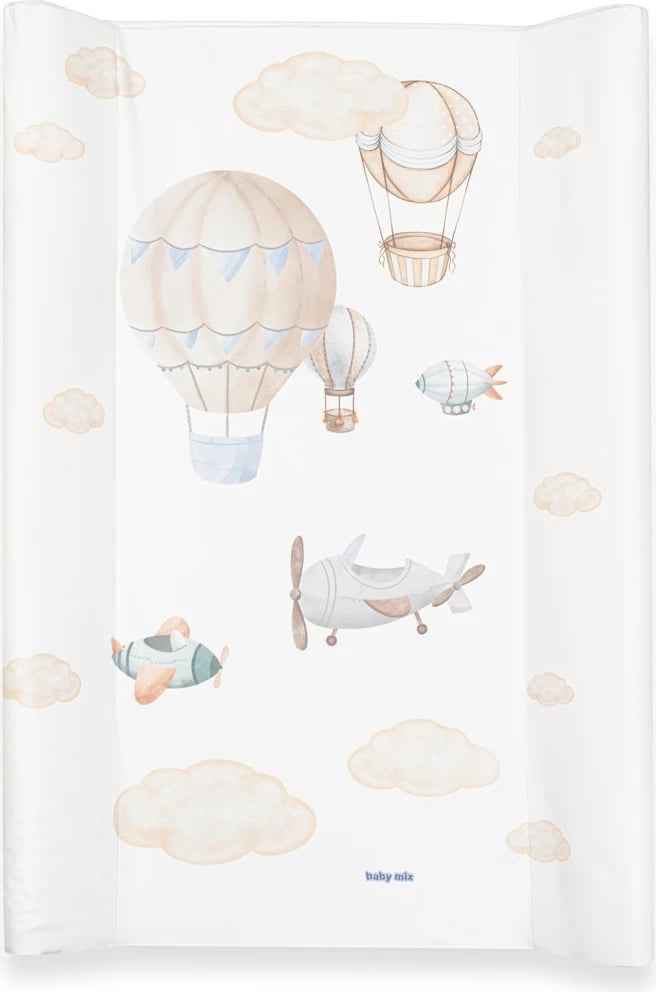 Shtresë ndërrimi bebe, Baby Mix, Balloons, 47x70 cm, me përforcues, e bardhë