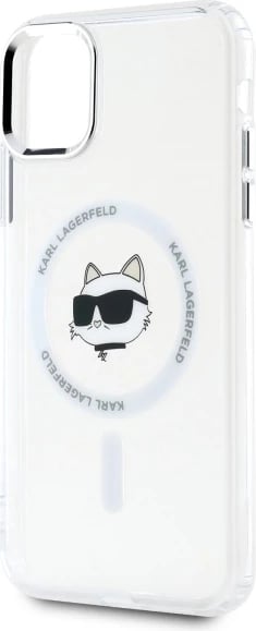 Mbështjellës Karl Lagerfeld IML Metal Choupette Head MagSafe për iPhone 11, Bardhë