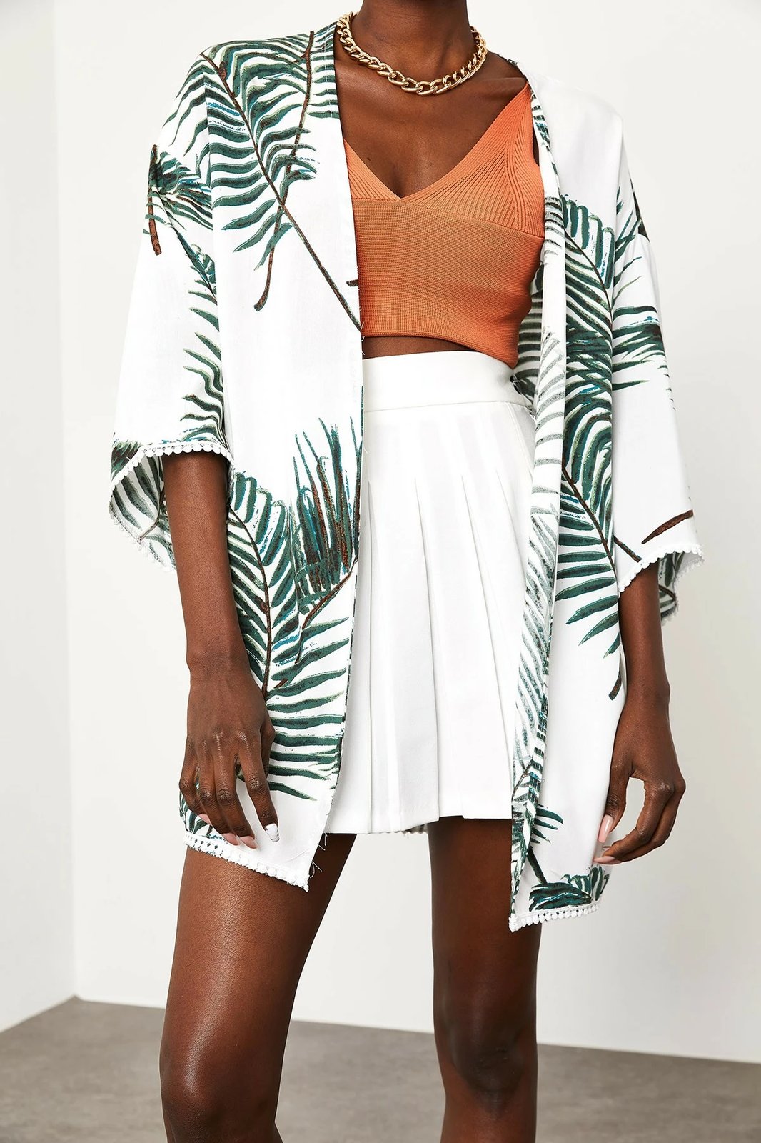 Kimono Jumeon, e bardhë me të gjelbër, X9781