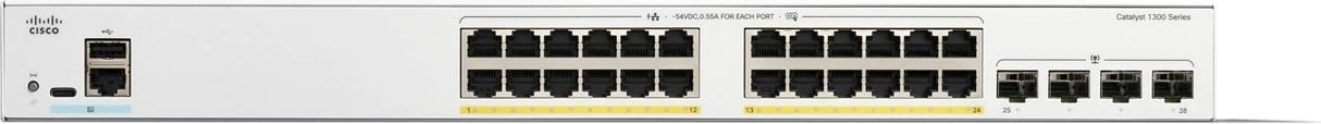 Switch Cisco Catalyst 1300-24FP-4G, 24 Port GE, PoE, 4x1GE SFP