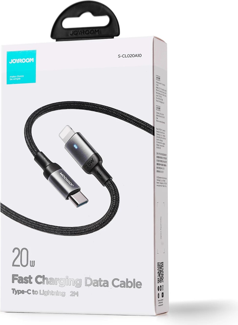 Kabllo Joyroom Extraordinary Series A10, USB-C në Lightning, 1.2m, 20W, e zezë