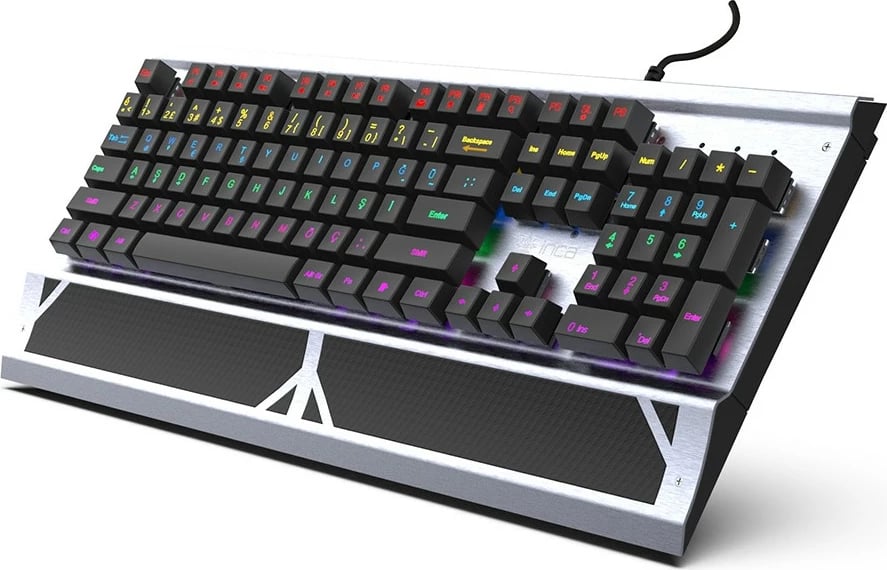 Tastierë mekanike gaming Incase IKG-444, RGB, full-size, layout gjerman, gri