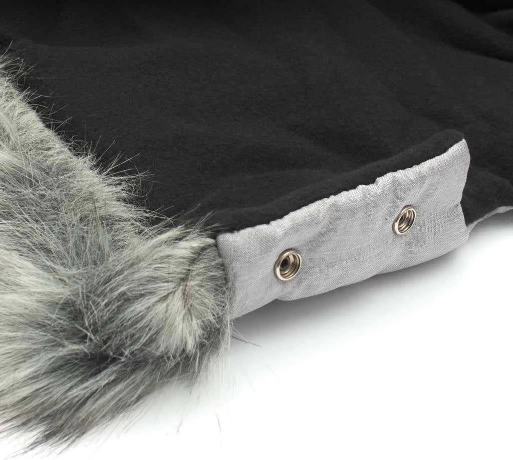 muff dore për karrocë, New Baby, 2in1 me gëzof, 44x26 cm, gri