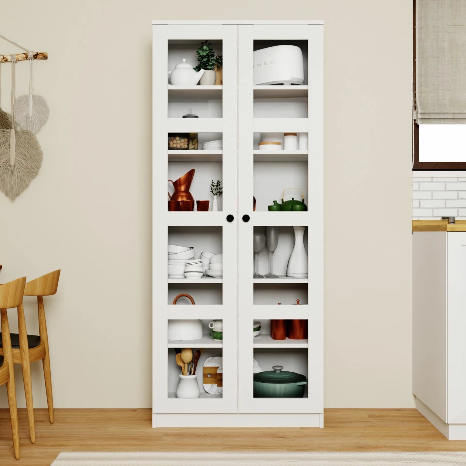 Dollap multifunksional, ngjyrë e bardhë, Skye Decor, Lucas Glass 1600-68