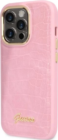 Mbështjellës Guess Croco Collection për iPhone 14 Pro, rozë