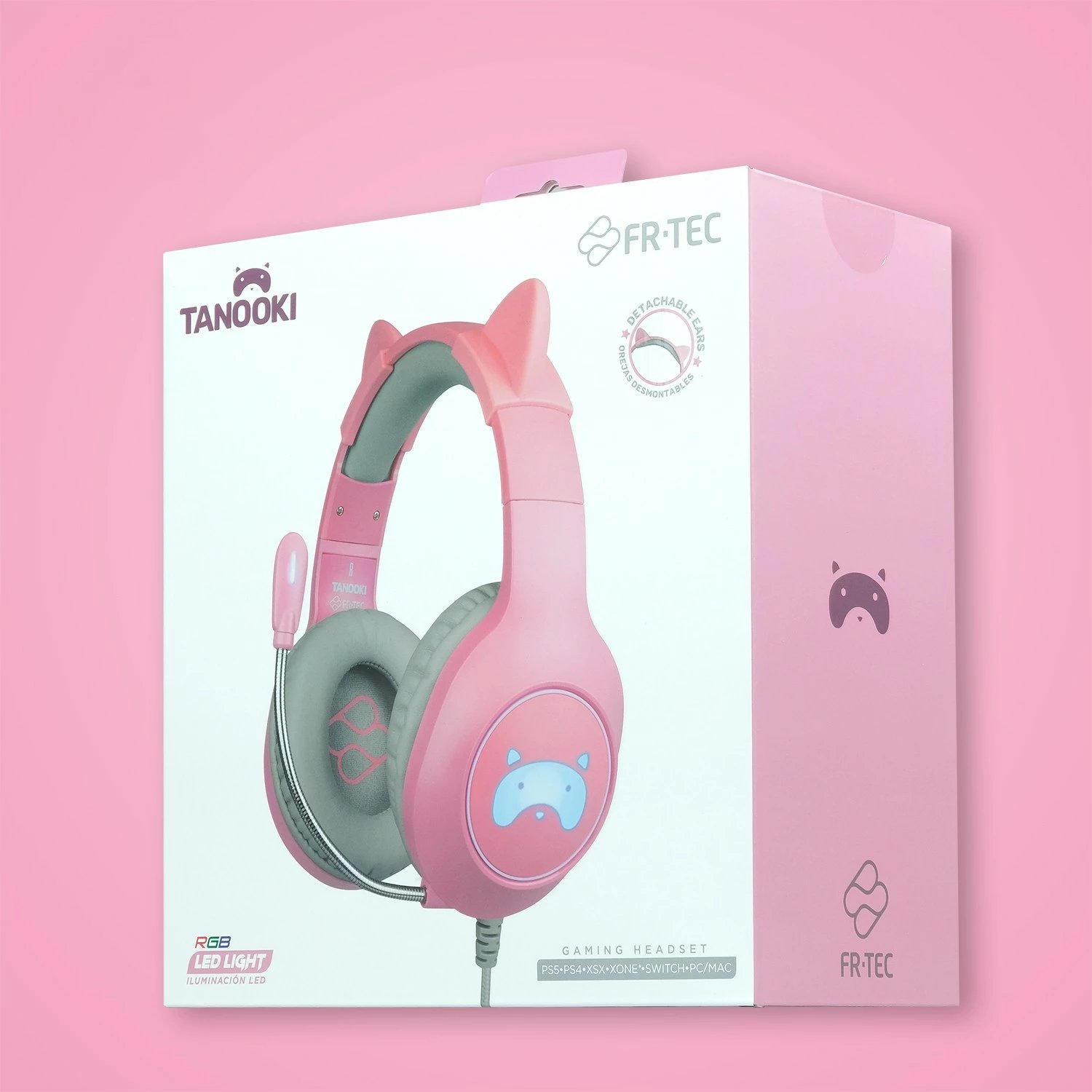 Kufje gaming Blade Tanooki me LED, rozë