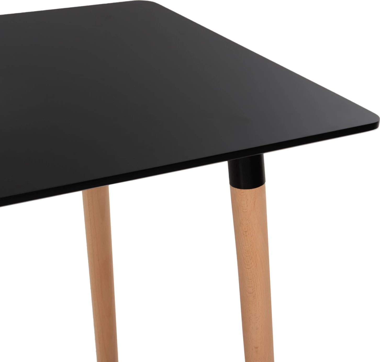 Tavolinë minimaliste për kuzhinë, MDF e zezë, këmbë druri ahu natyral, 120x60x74cm, FH8581.02