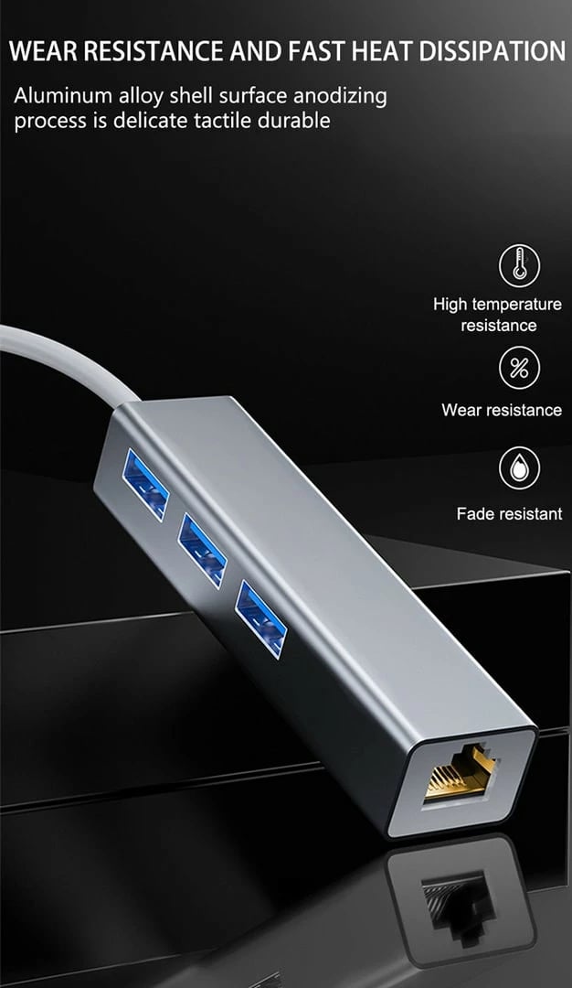 Docking Station HUB Techtonic Type C nav USB3.2 til RJ45 Ethernet