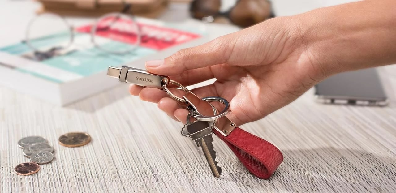USB SanDisk Ultra Dual,  256 GB, çelik inox