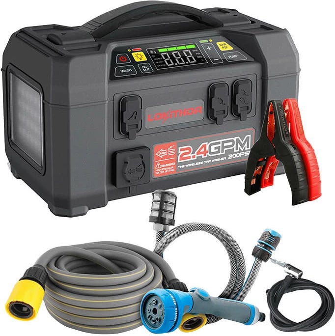 Jump starter, powerbank, kompresor, lavatriçe presioni dhe llambë Lokithor AW401, 20000mAh, 2500A, 12V, e zezë