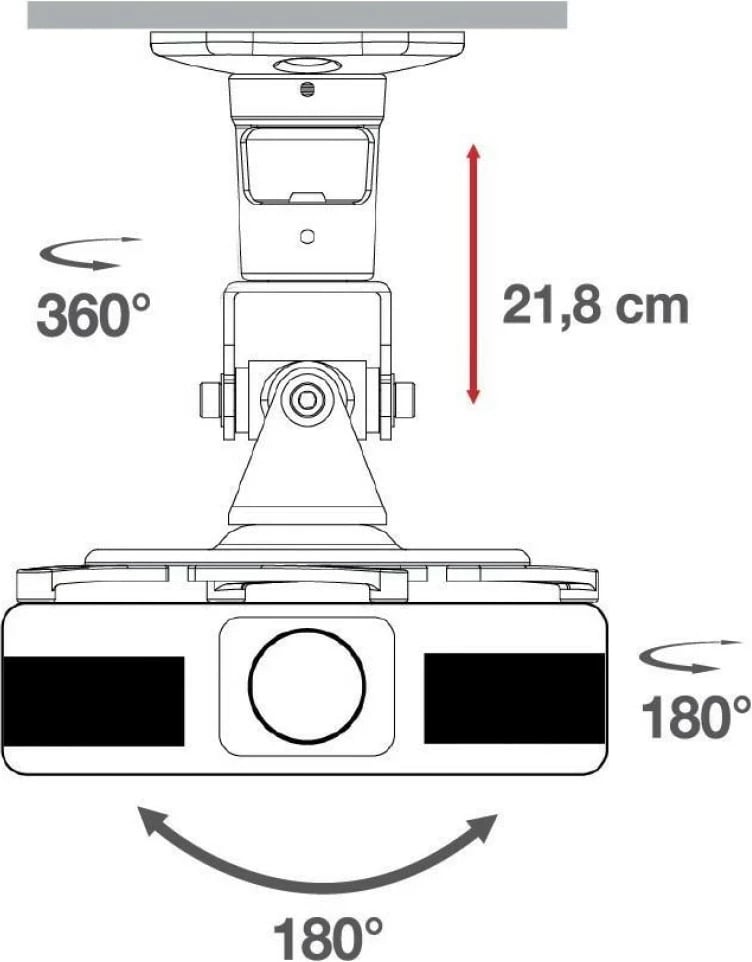 Mbajtës projektori Techly 022403, 10kg, 22cm, i zi