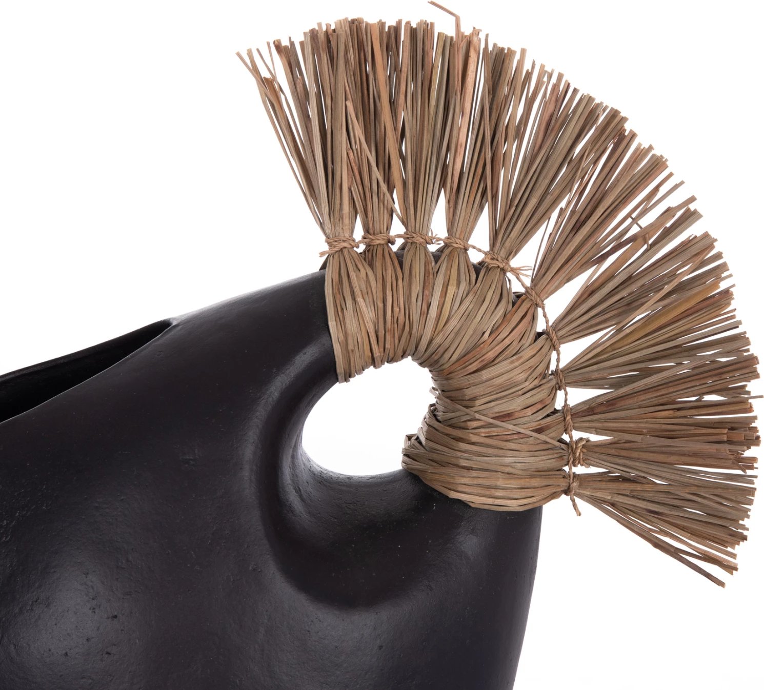 Vazo dekorative tavoline ALICA2, terrakotë e zezë, bar i thatë, 44x18x50Hcm