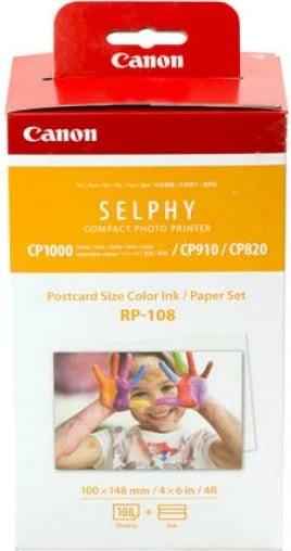 Letër foto me bojë, Canon RP-108, 100x148 mm (4x6\"), 108 printime, për SELPHY CP, e bardhë, set