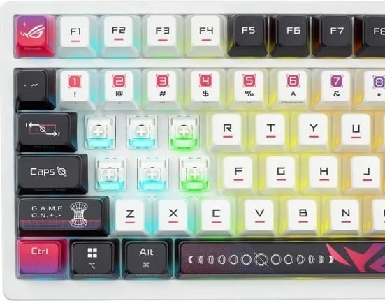 Tastierë Asus ROG Azoth X, mekanike, RGB, wireless/wired, 75%, bardhë-zi