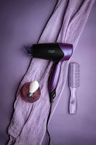 Tharëse flokësh, Adler AD 2260, 1600W, 2 temperatura 2 shpejtësi, dorezë palosëse, cool-shot, me koncentrator, e zezë e vjollcë