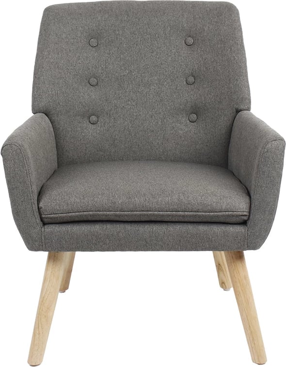 Karrige e rehatshme Likable, pëlhurë gri natyrale, 67x89x86cm