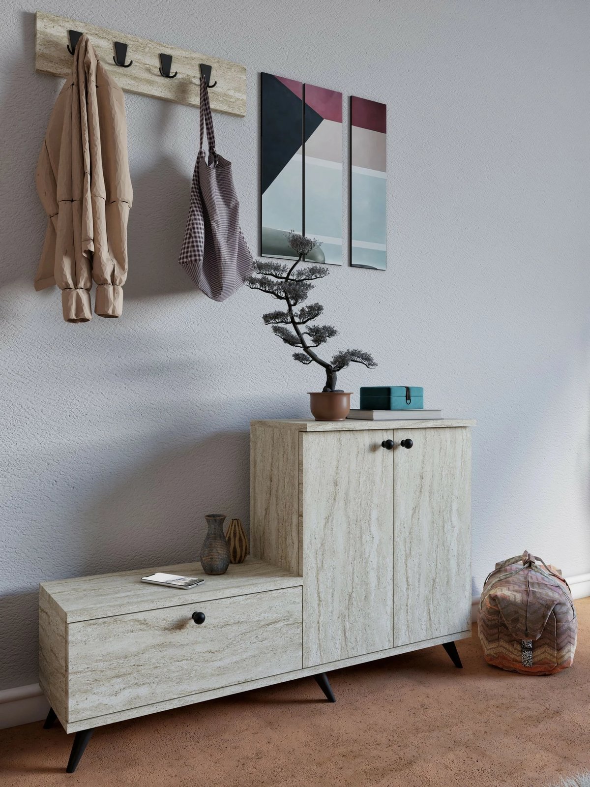 Stendë korridori Skye Decor, ngjyrë travertine