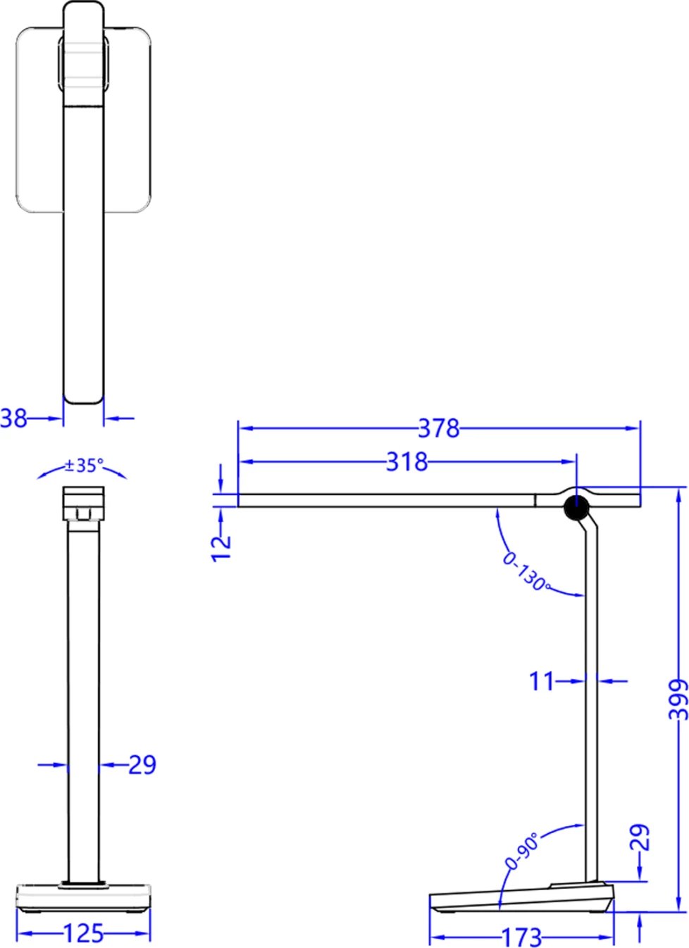 Llambë profesionale për tavolinë LED, ngjyrë e bardhë, BLAIN PRO FH4448.01, 17,3x12,5x39,9H cm