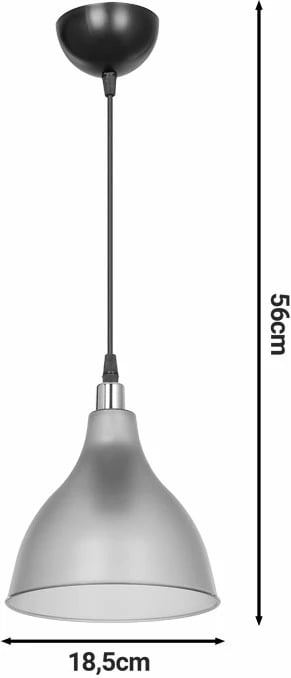 Dritë tavani Orazio E27 ngjyrë hiri e errët dhe e zezë D18.5x56cm Dritë tavani Orazio E27 ngjyrë hiri e errët dhe e zezë D18.5x56cm