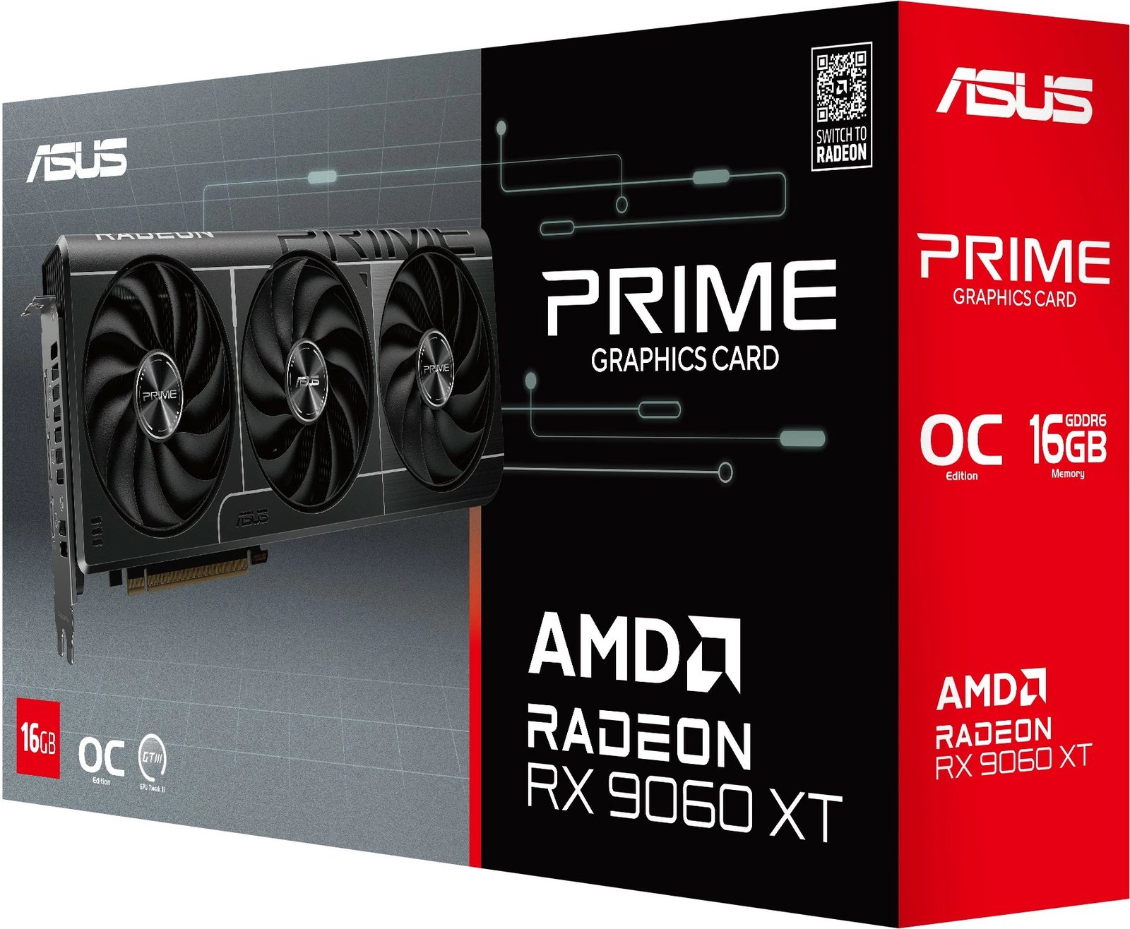 Kartelë grafike ASUS Radeon Prime RX 9060 XT OC 16GB GDDR6 e zezë