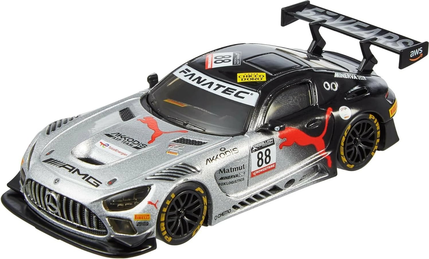 Makine lodër Hot Wheels Mercedes-AMG GT3, 1:43, Metal, Argjendtë/Zeze