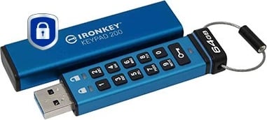 USB Kingston IronKey Keypad 200 64GB, blu
