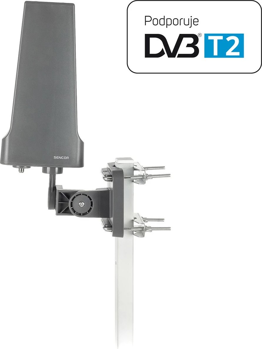 Antenë e jashtme Sencor SDA 502, DVB-T2/T, 20dB, 75 Ohm, Gri