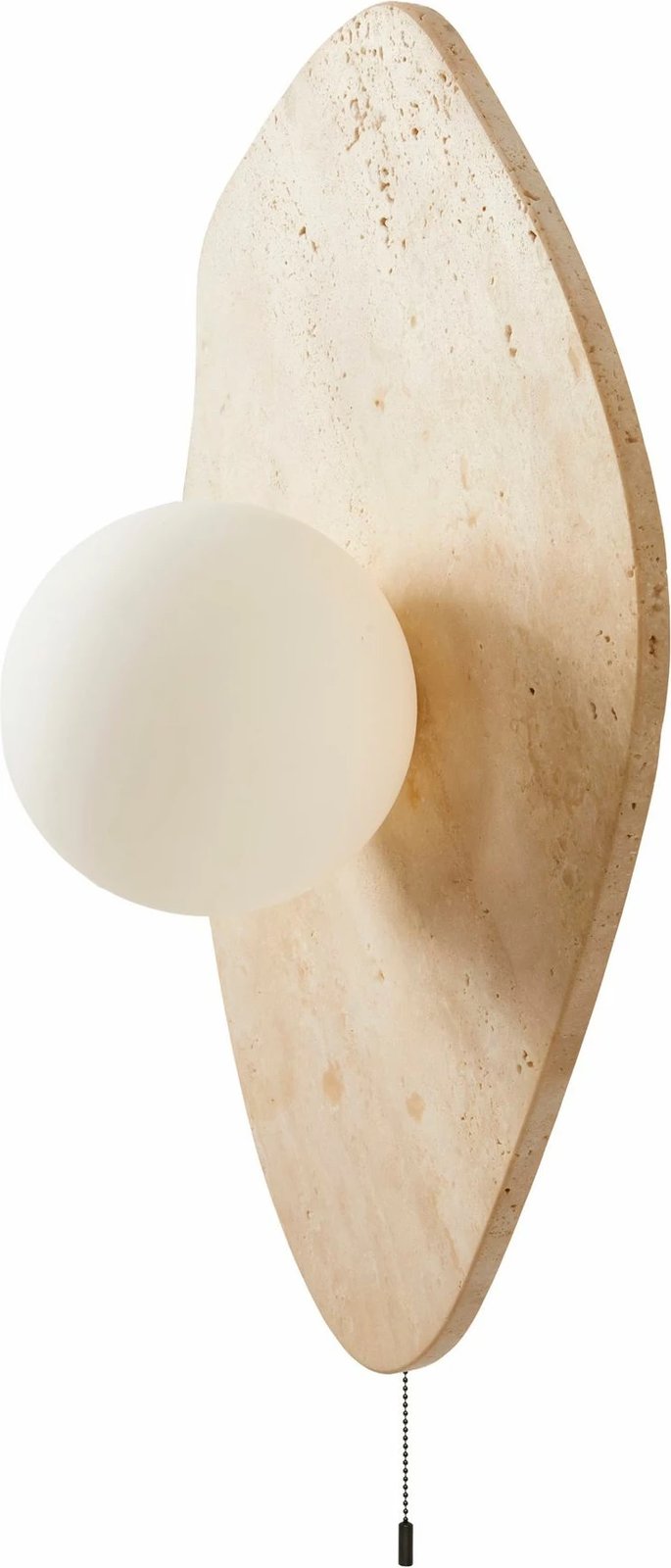 Llambë muri Opviq, trup travertini, kapak qelqi, bezhë/bardhë