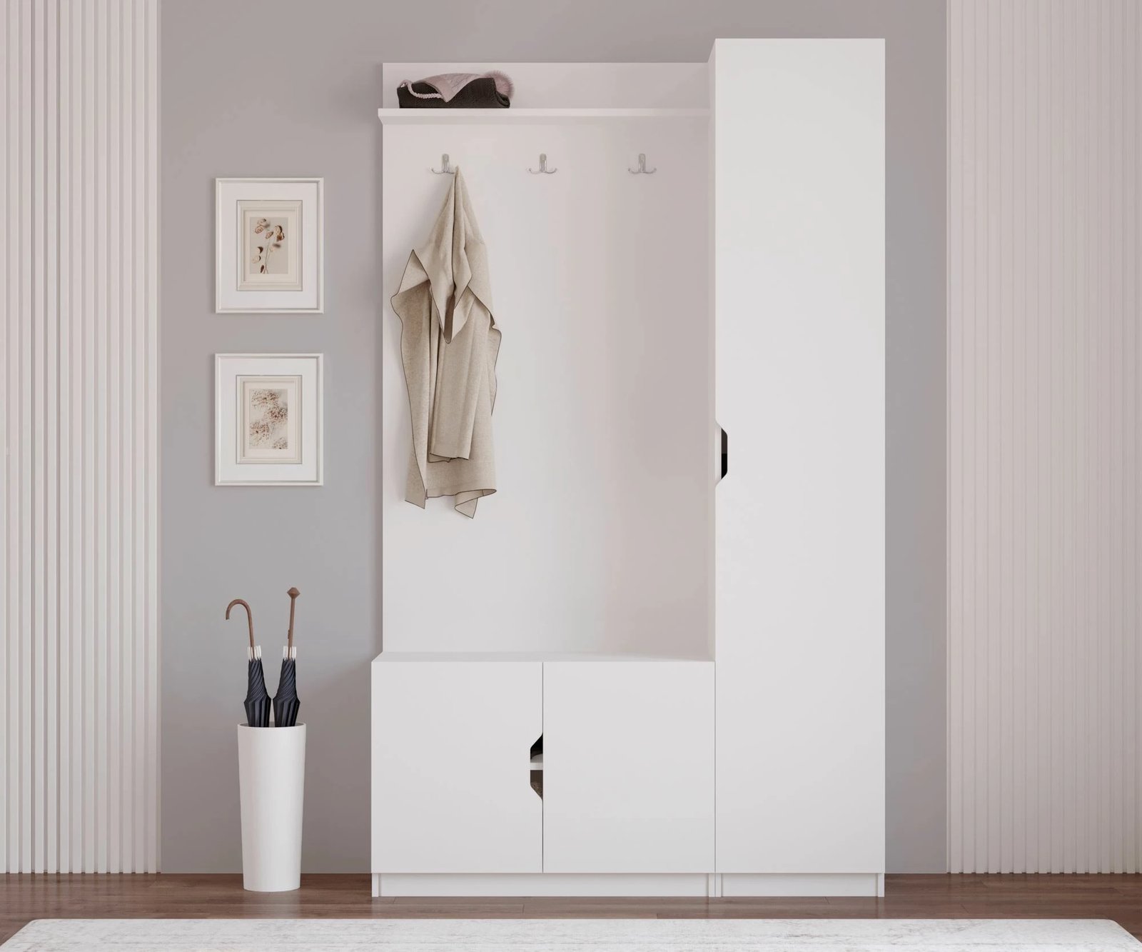 Stendë korridori, ngjyrë e bardhë mat, Skye Decor, RB-159