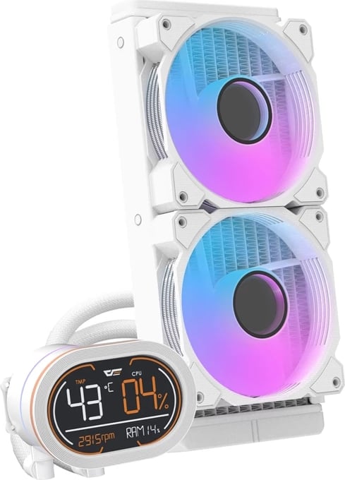 Kasë ftohëse me ujë Darkflash DH240D, ARGB, për CPU, e bardhë