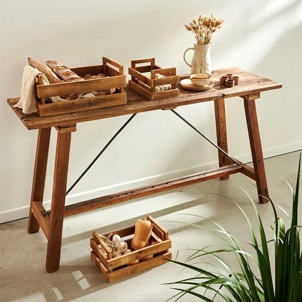 Konsolë Nextdeco Tribeca, dru teak - mahogany, H80x100x40cm