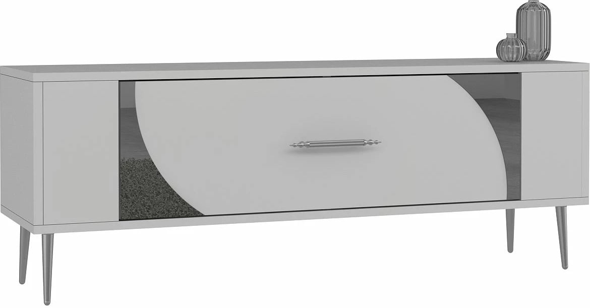 Komodë TV Skye Decor Retrop2, e bardhë, argjend