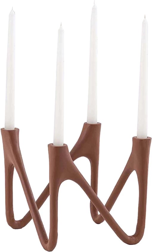 Mbajtëse qirinjsh Formas, alumin, ngjyrë terrakote, 22x22x21cm