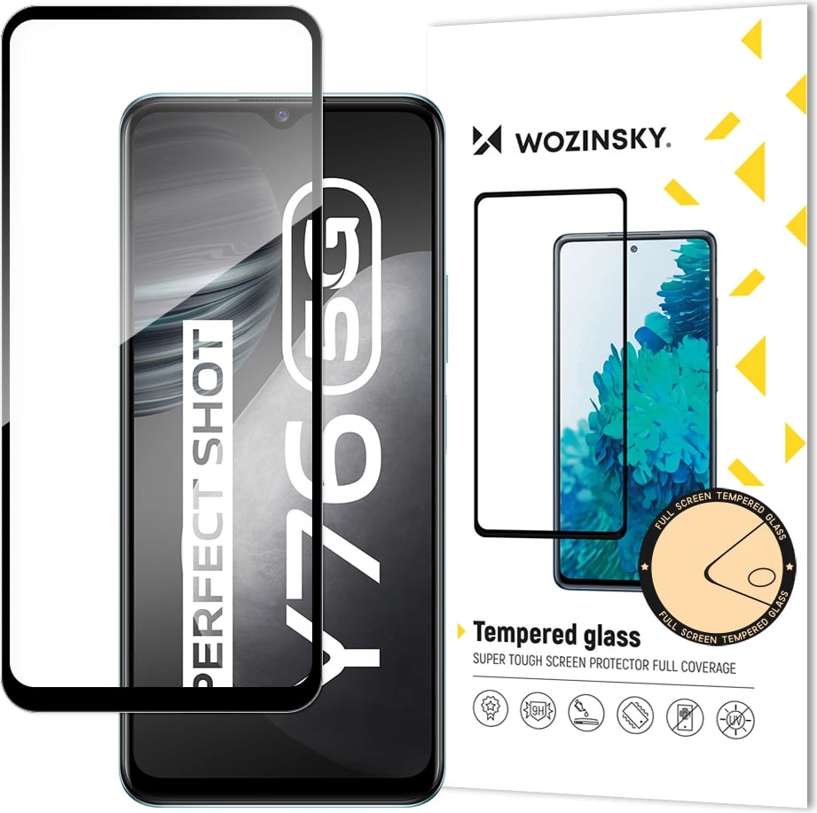 Mbrojtës ekrani xhami Wozinsky për Vivo Y76 5G/Y76s/Y74s, Full Glue, i zi