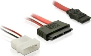 Kabllo Micro SATA Delock 0.3m, 7+7+2 pin, SATA 7-pin, e kuqe