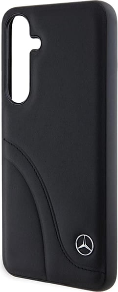 Mbështjellës Mercedes Leather Curved Stitches për Samsung Galaxy S24, i zi
