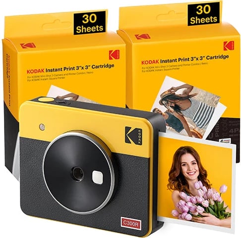 Printer portativ Kodak mini shot 3 Retro C300RY60, 3x3, 30 copë, e verdhë